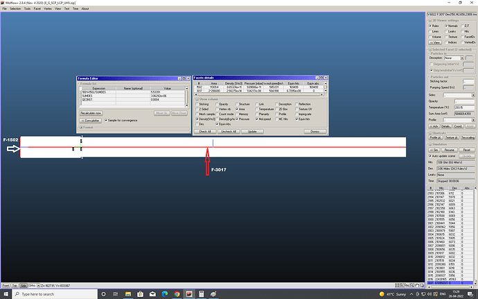 Molflow calculated value